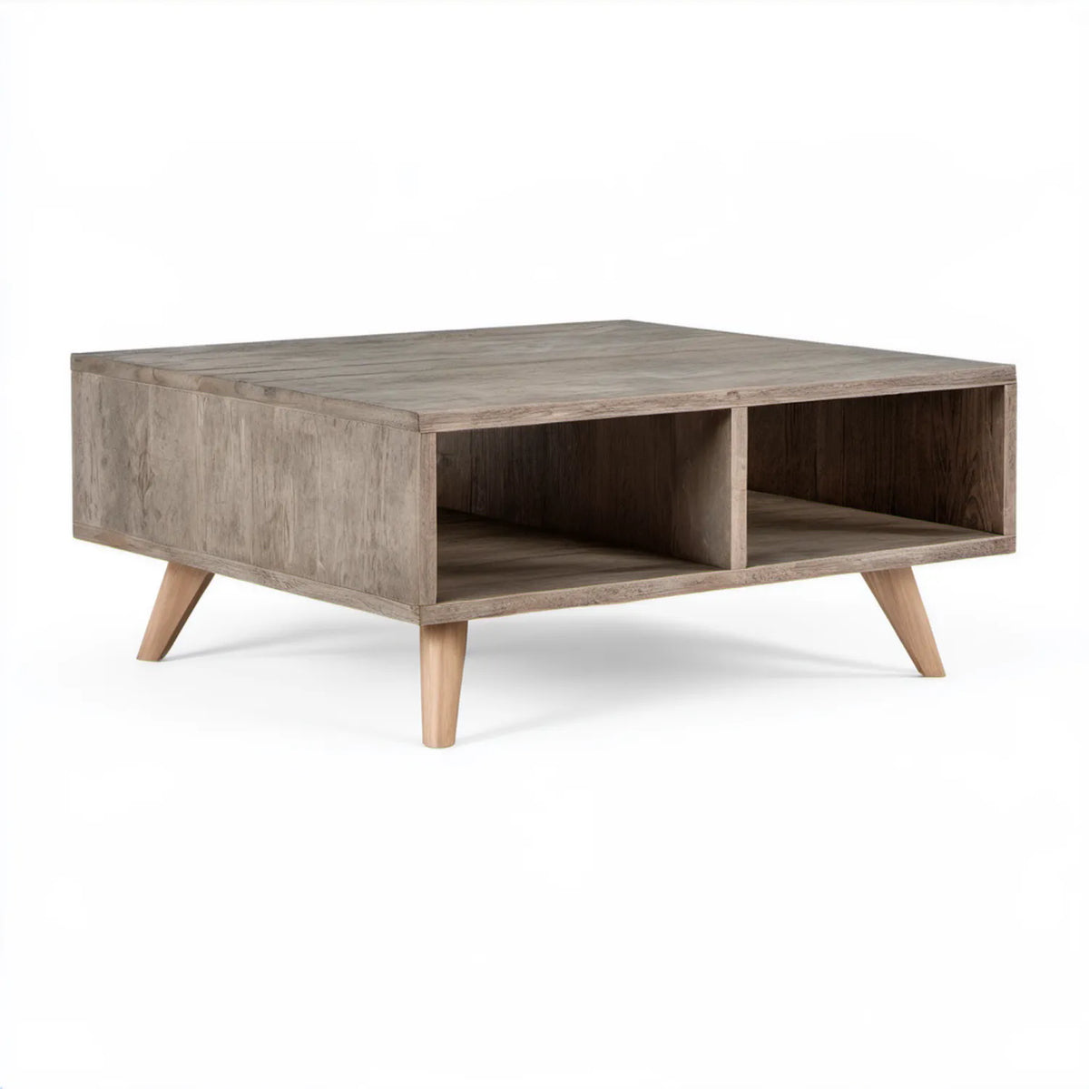 Prostokątny stolik kawowy z MDF 100 x 60 x 45 cm Szarobrązowy/Jasny brąz