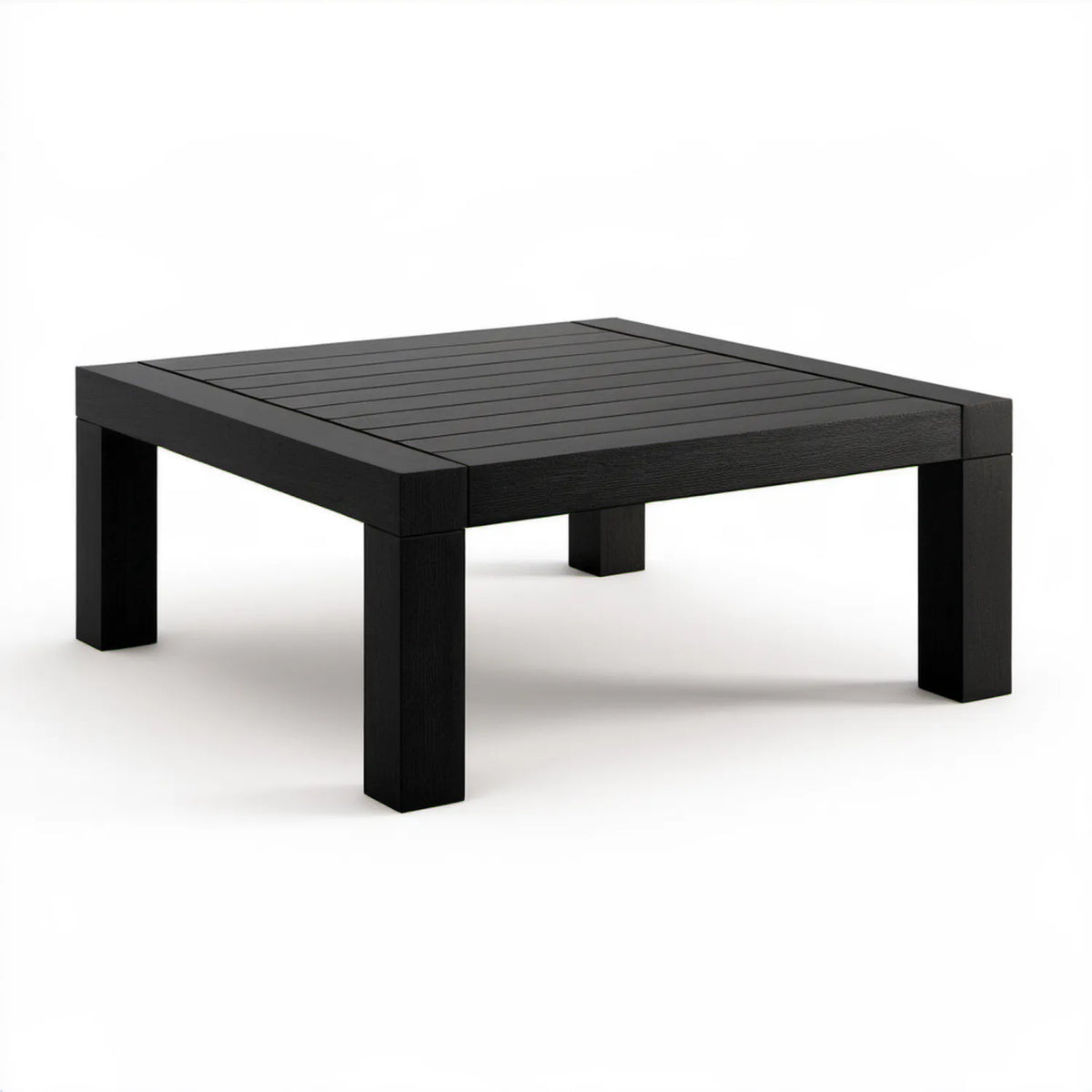 Kwadratowy stolik ogrodowy z litego drewna akacjowego, czarny, 70 x 70 x 35 cm