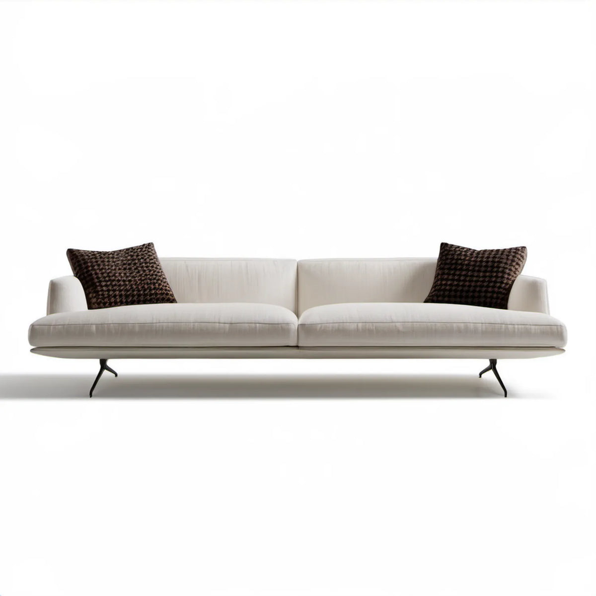 Kremowa sofa trzyosobowa z poduszkami dekoracyjnymi 220 x 82 x 95 cm