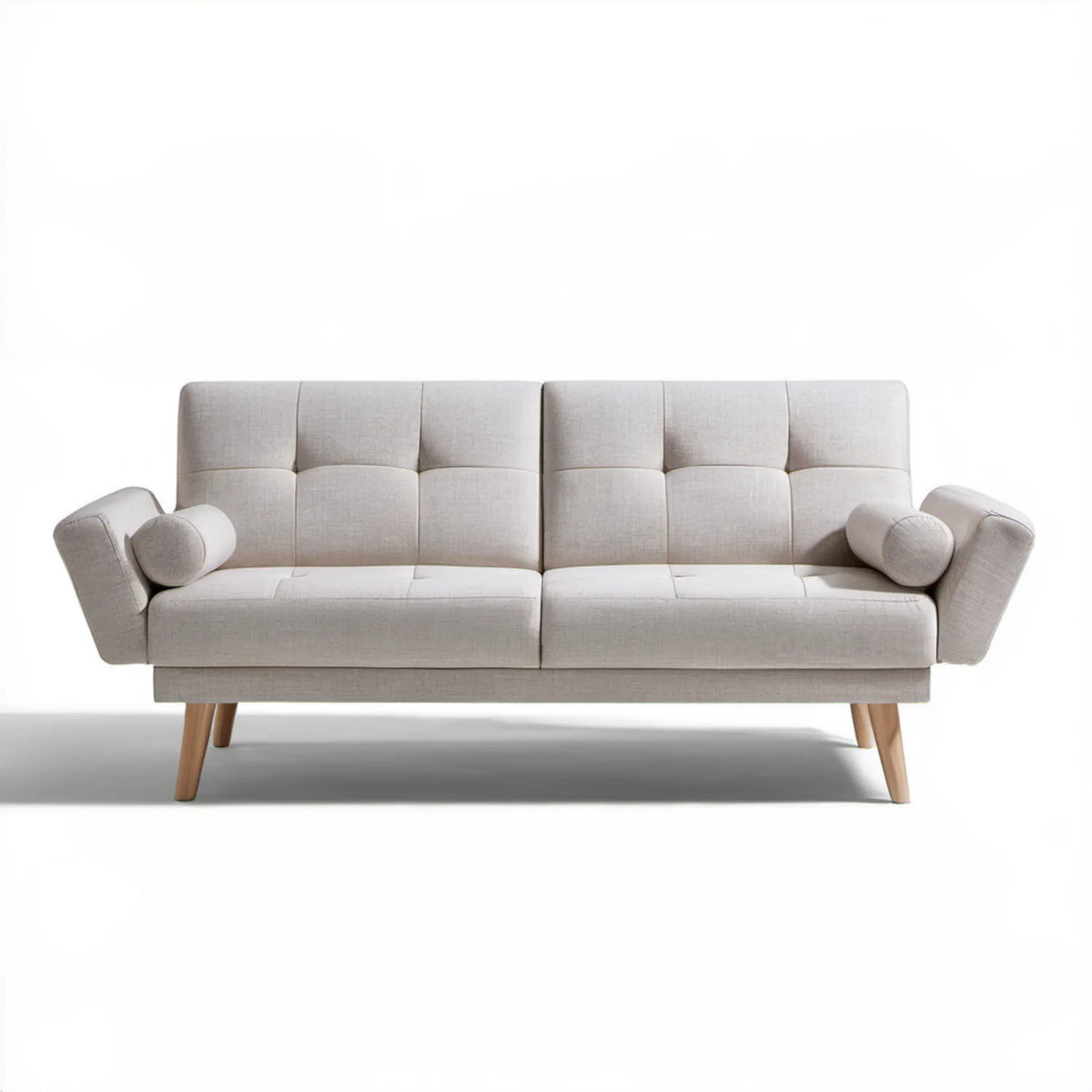 Dwuosobowa sofa tapicerowana beżowa 200 x 86 x 88 cm