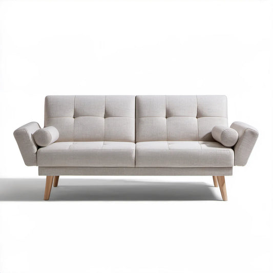 Dwuosobowa sofa tapicerowana beżowa 200 x 86 x 88 cm