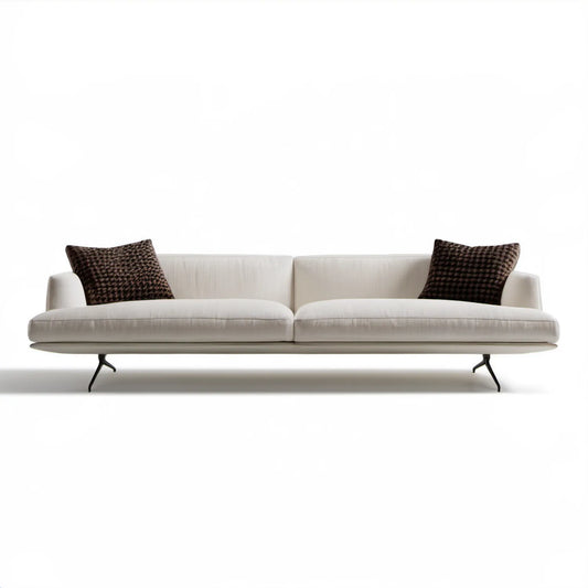 Kremowa sofa trzyosobowa z poduszkami dekoracyjnymi 220 x 82 x 95 cm
