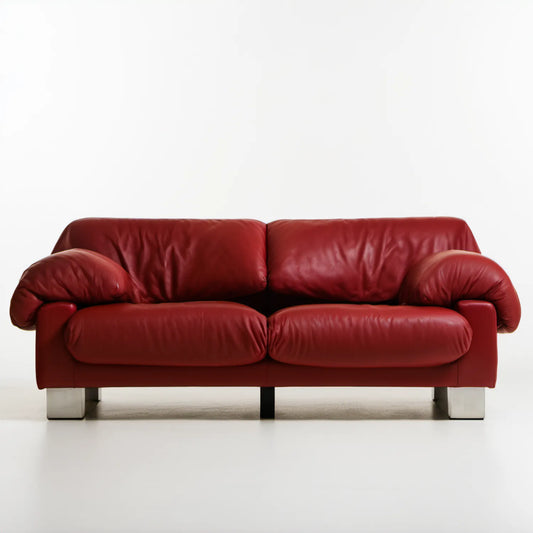 Dwuosobowa sofa ze skóry syntetycznej PU, czerwona, 165 x 90 x 85 cm