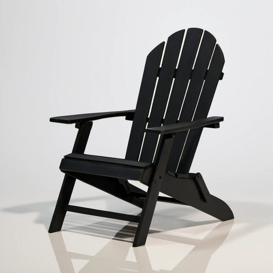 Składane krzesło ogrodowe Adirondack z HDPE, czarne, 78 x 83 x 95 cm