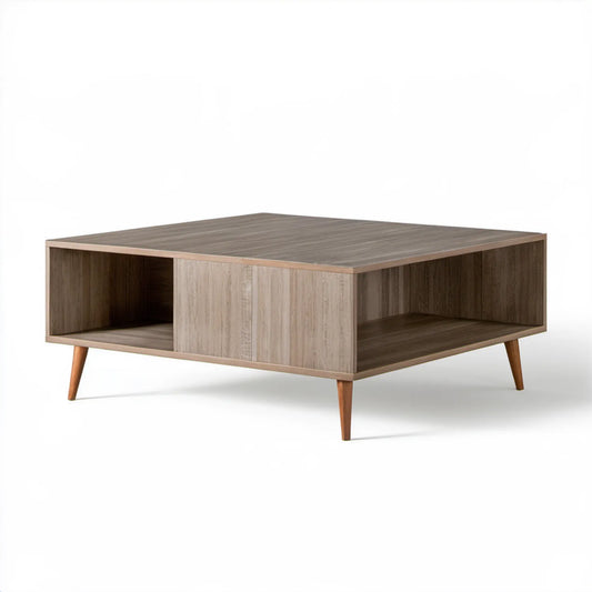 Prostokątny stolik kawowy retro z laminowanej płyty MDF, brązowy/jasnobrązowy, 100 x 60 x 45 cm