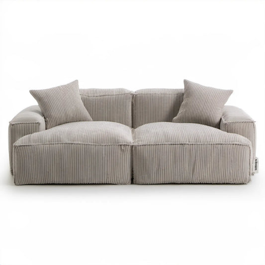 2-osobowa sofa modułowa ze sztruksową tapicerką jasnobeżowa 180 x 95 x 70 cm